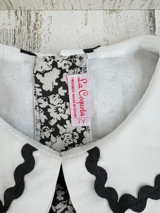 La Coqueta Girls Sz 7 Black Floral Short Sleeve Bow Xana Dress - Picture 6 of 14